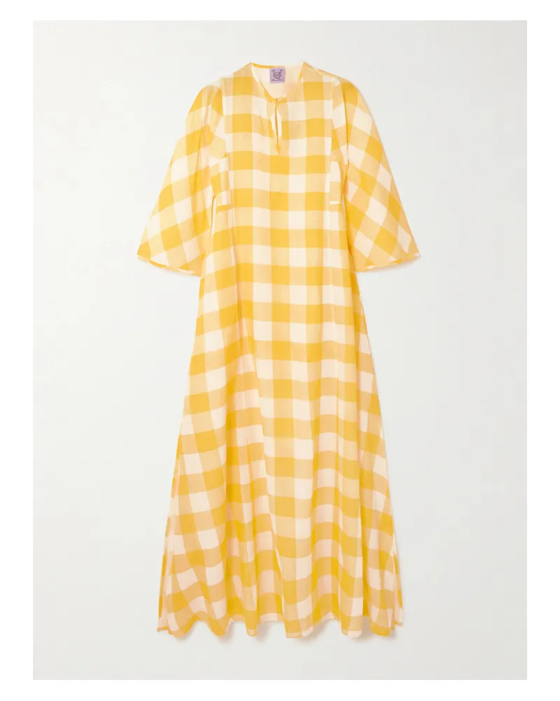 Thierry Colson Rachel Maxikleid Aus Einer Leinen-baumwollmischung Mit Gingham-karo - Gelb Gelb