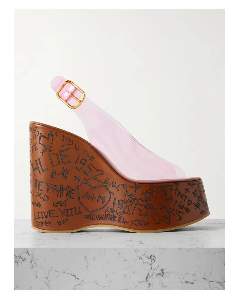 Chloé Maxime Slingback-sandalen Aus Leder Und Tpu Mit Plateau - Pink Pink