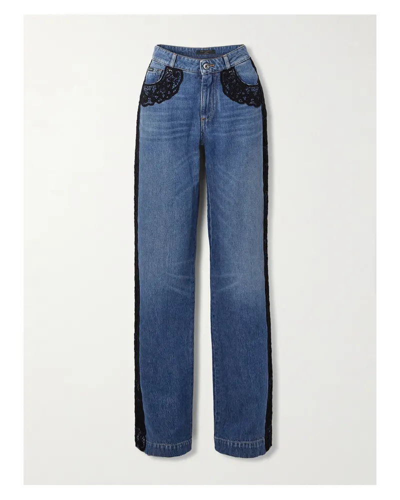 Dolce & Gabbana Halbhoch Sitzende Jeans Mit Geradem Bein Und Spitzenbesätzen - Blau Blau