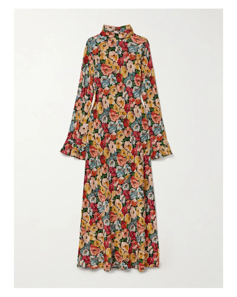 DÔEN Musetta Midikleid Aus Crêpe De Chine Aus Seide Mit Blumenprint - Mehrfarbig Mehrfarbig
