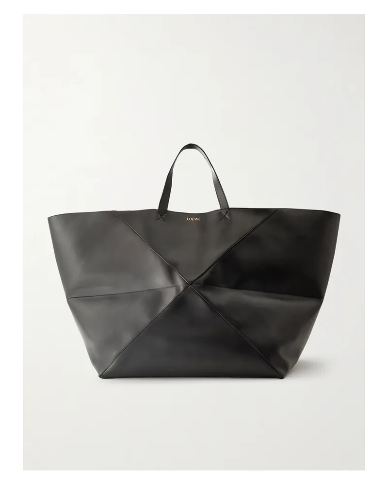 Loewe Puzzle Fold Xl Convertible Leather Tote - Black Black
