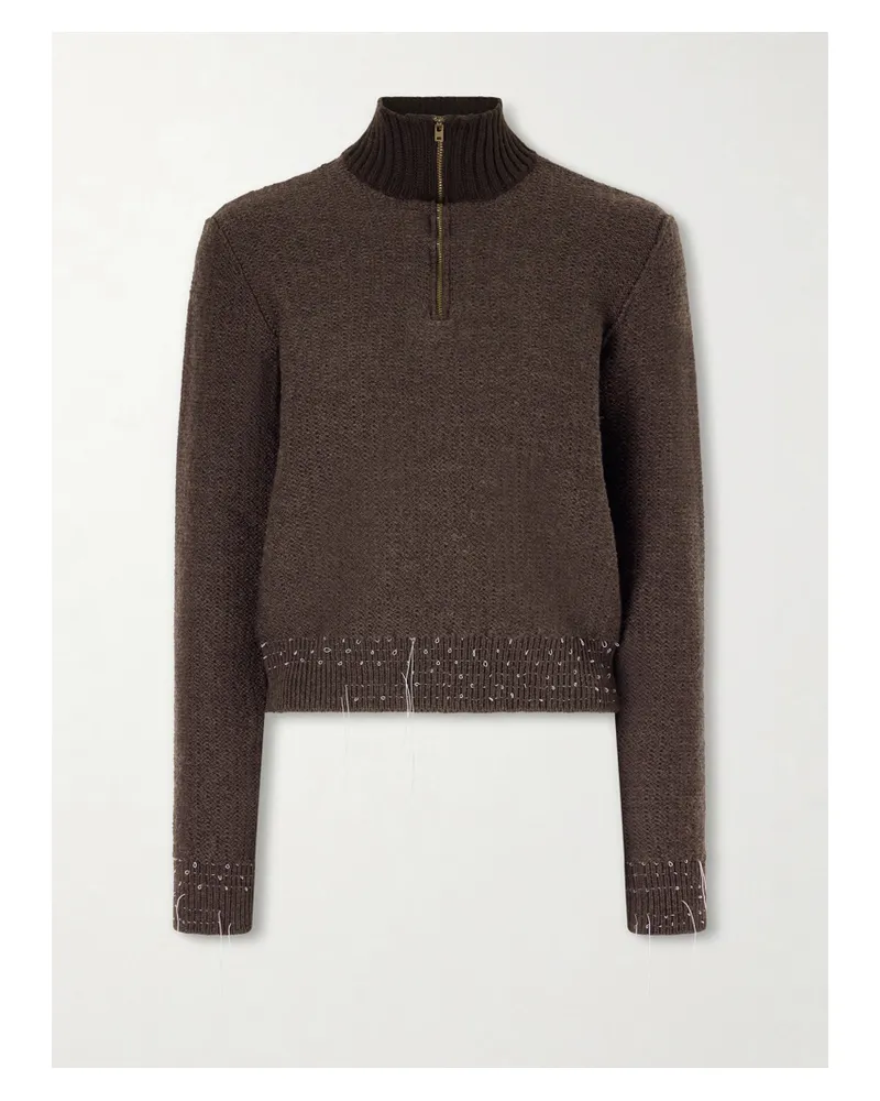 Maison Margiela Distressed Wool-blend Sweater - Brown Brown