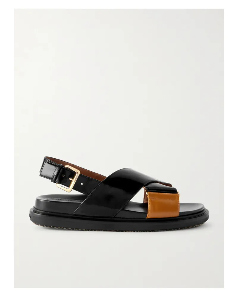 Marni Fussbett Two-tone Leather Slingback Sandals - Black Black