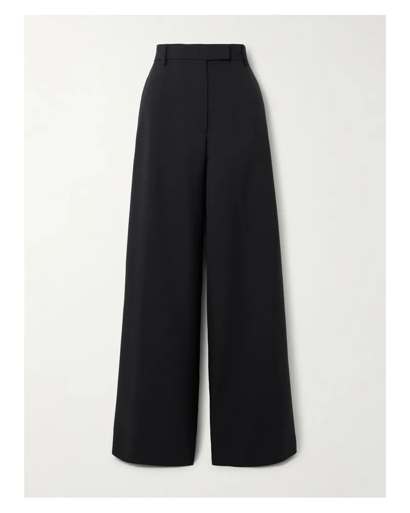 Dries van Noten Hose Mit Weitem Bein Aus Twill Aus Einer Woll-mohairmischung - Schwarz Schwarz