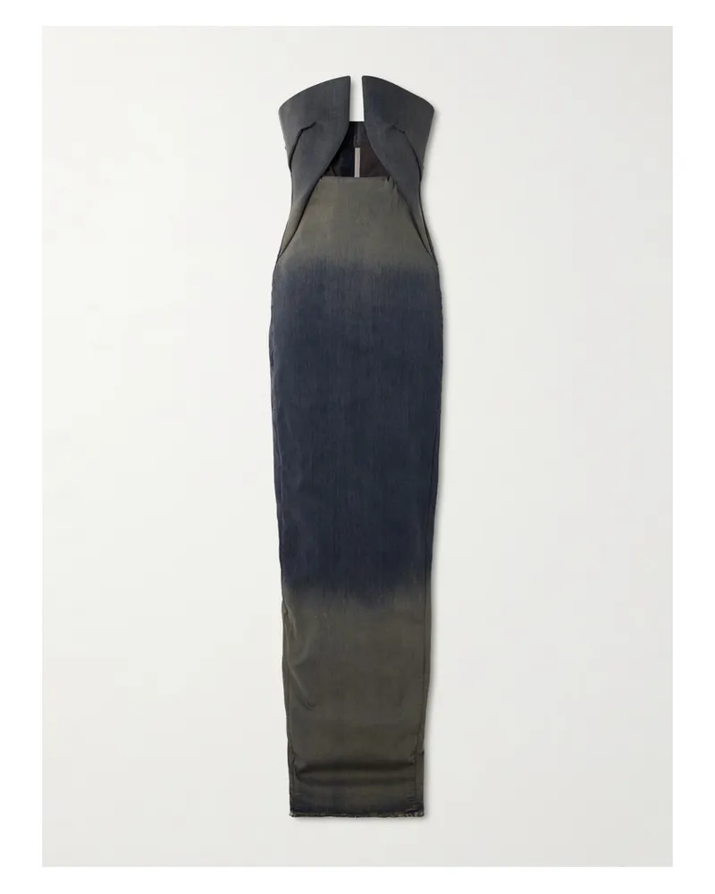 Rick Owens Prong Trägerlose Robe Aus Stretch-denim Mit Farbverlauf - Blau Blau