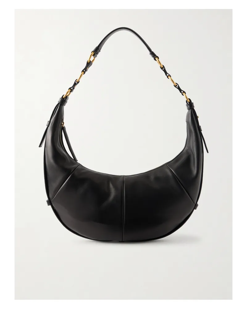 Saint Laurent Saharienne Leather Shoulder Bag - Black Black