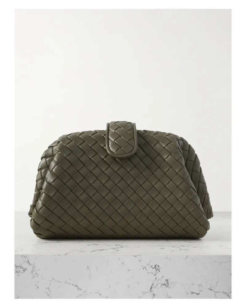 Bottega Veneta Lauren 1980 Small Intrecciato Leather Clutch - Green Green