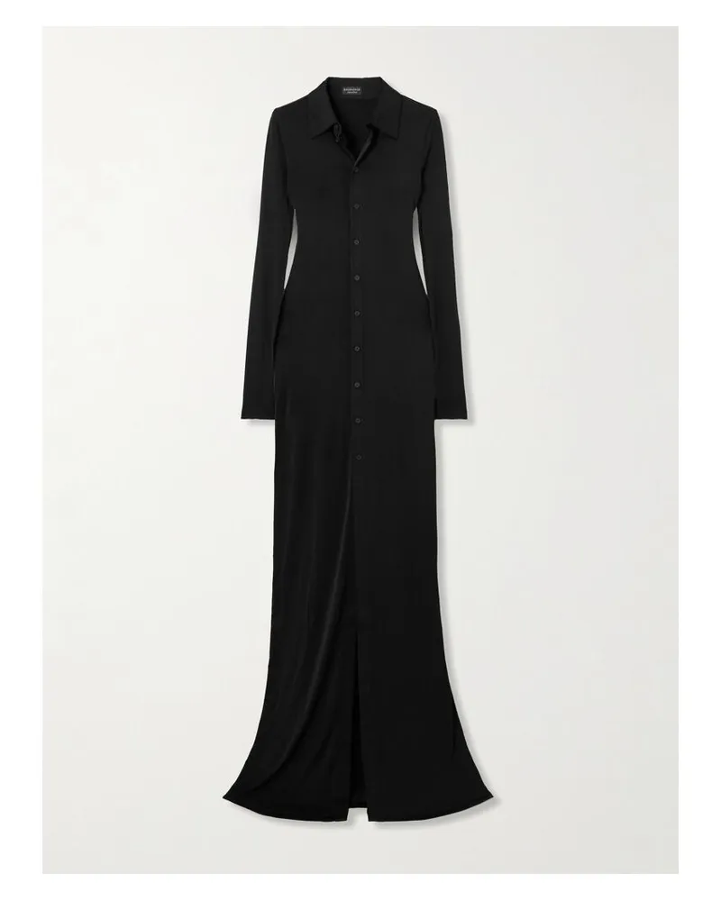 Balenciaga Maxi-hemdblusenkleid Aus Stretch-jersey - Schwarz Schwarz