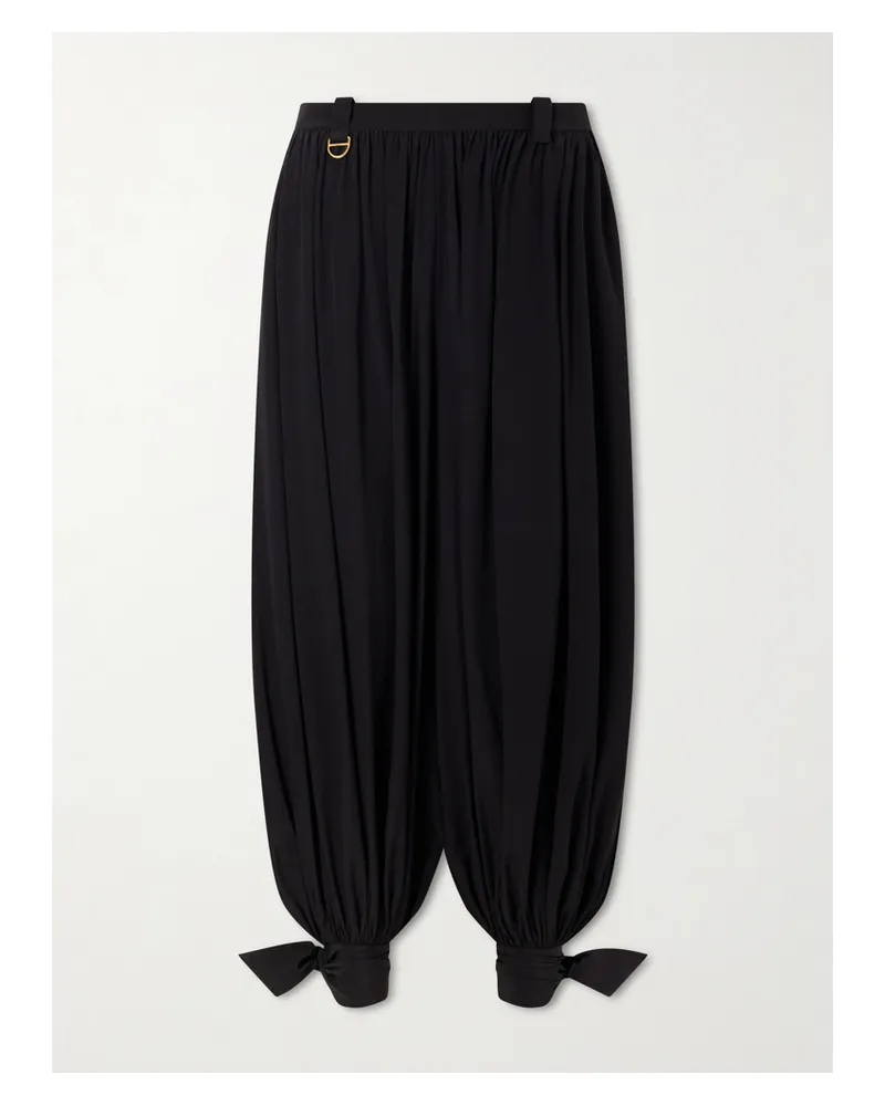 Chloé Silk Crepe De Chine Tapered Pants - Black Black