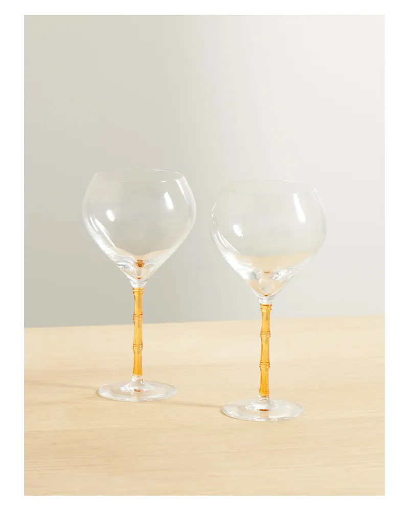 La DoubleJ Bamboo Balloon Set Aus Zwei Kristallgläsern - Gelb Gelb