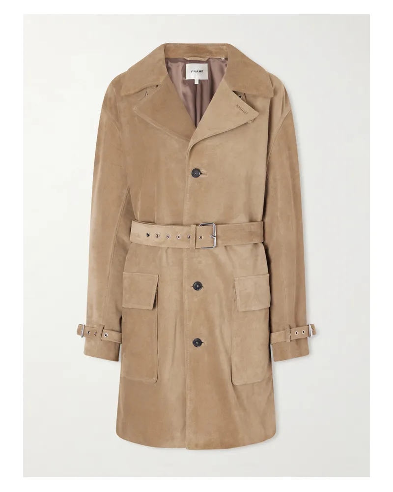 Frame Denim Trenchcoat Aus Veloursleder Mit Gürtel - Braun Braun