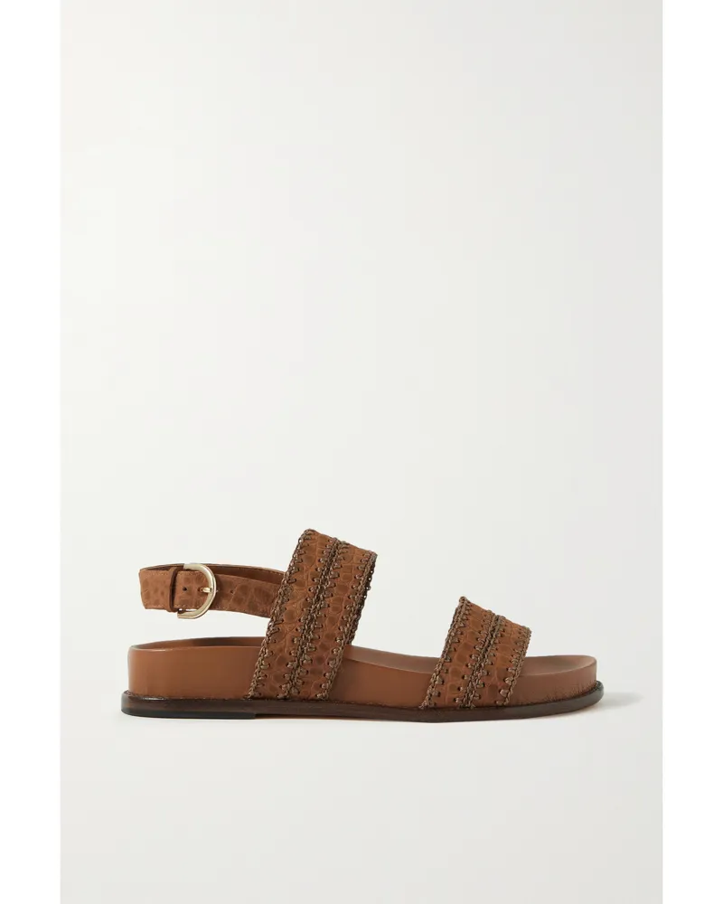 Alexandre Birman Benta Sandalen Aus Leder Mit Krokodileffekt Mit Details Im Überwendlichstich - Braun Braun