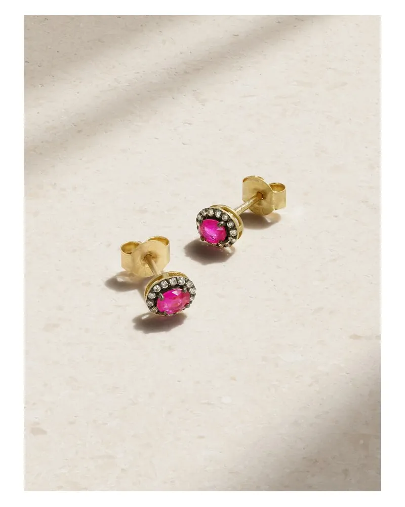 Amrapali Rajasthan Mini Rhodinierte Ohrstecker Aus 18 Karat Gold Mit Rubinen Und Diamanten - Rot Rot