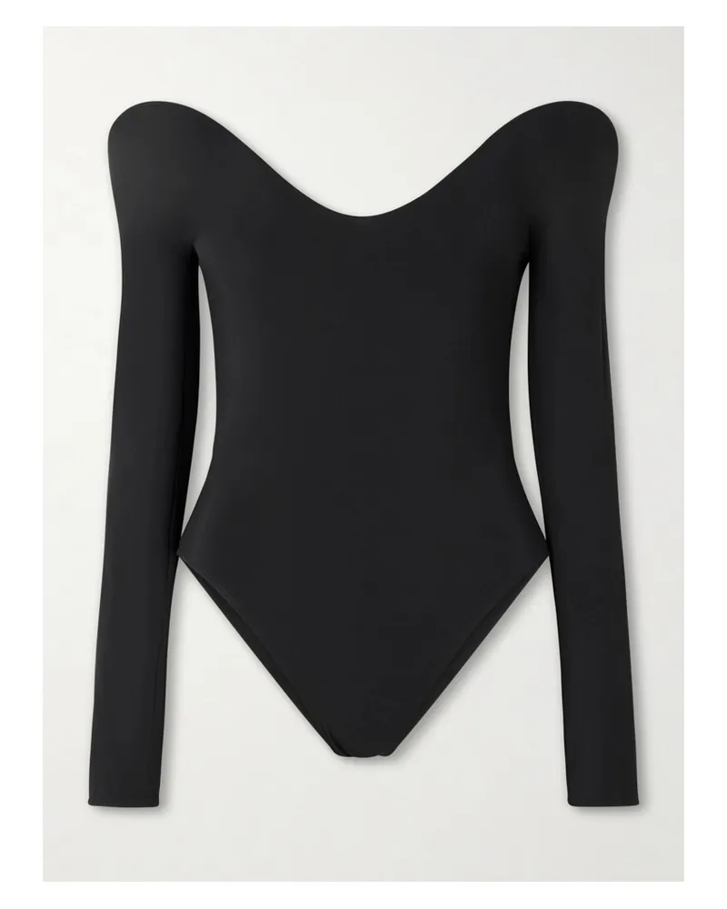 Alaïa Open-back Padded Jersey Bodysuit - Black Black