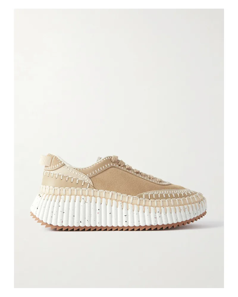 Chloé Nama Sneakers aus Veloursleder und Recyceltem Mesh Neutral