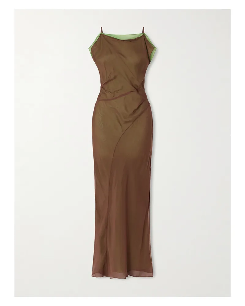 SIR Danica Maxikleid Aus Mehrlagigem Seidenchiffon - Braun Braun