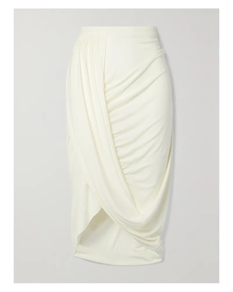 Dries van Noten Drapierter Midirock Aus Stretch-jersey - Weiß Weiß