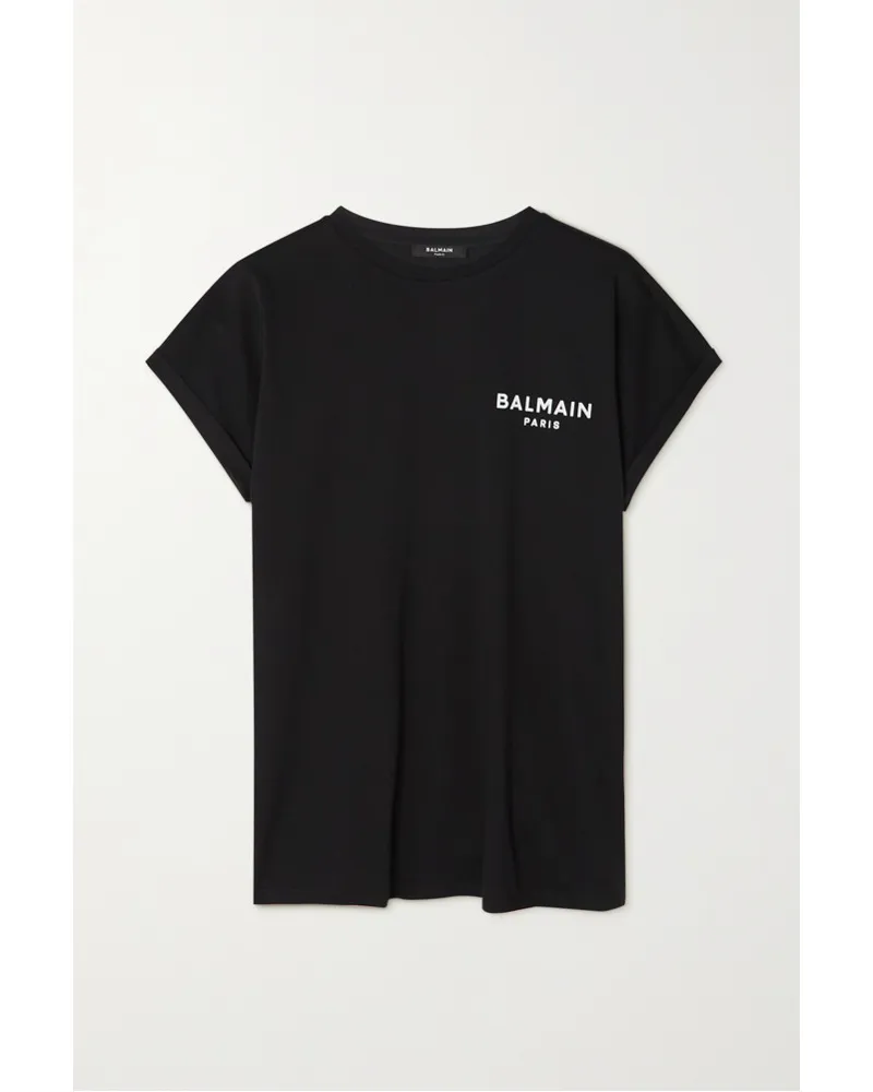 Balmain T-shirt aus Baumwoll-jersey mit Flockdruck Schwarz