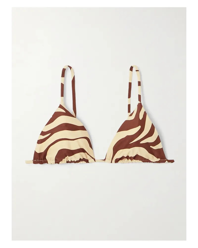 Johanna Ortiz Konibo Triangel-bikini-oberteil Aus Bedrucktem Recyceltem Material Mit Troddeln - Ecru Ecru