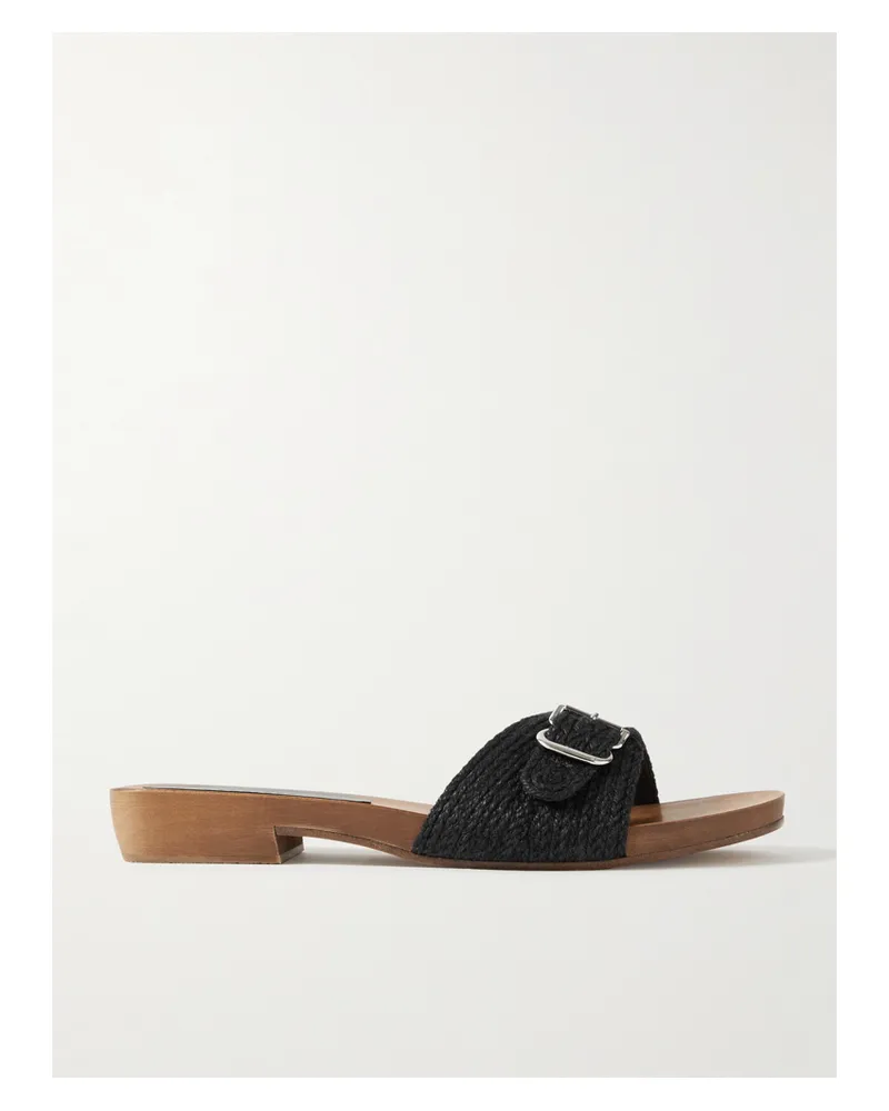 Gabriela Hearst Clover Pantoletten Aus Jute Mit Schnalle - Schwarz Schwarz