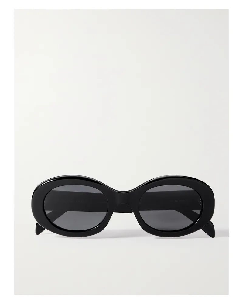 Celine Triomphe Oval-frame Acetate Sunglasses - Black Black