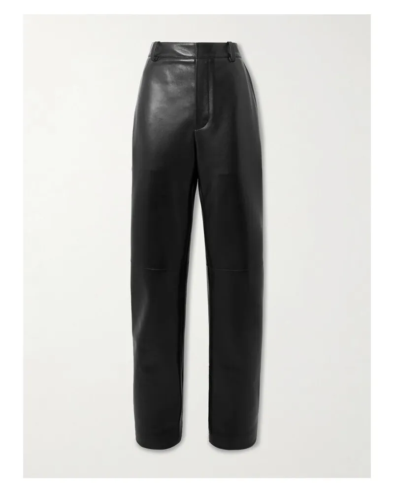 Bottega Veneta Hose Mit Geradem Bein Aus Leder - Schwarz Schwarz
