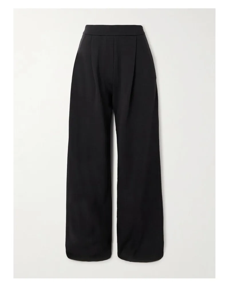 Dries van Noten Jogginghose Mit Weitem Bein Aus Baumwoll-jersey Mit Falten - Schwarz Schwarz