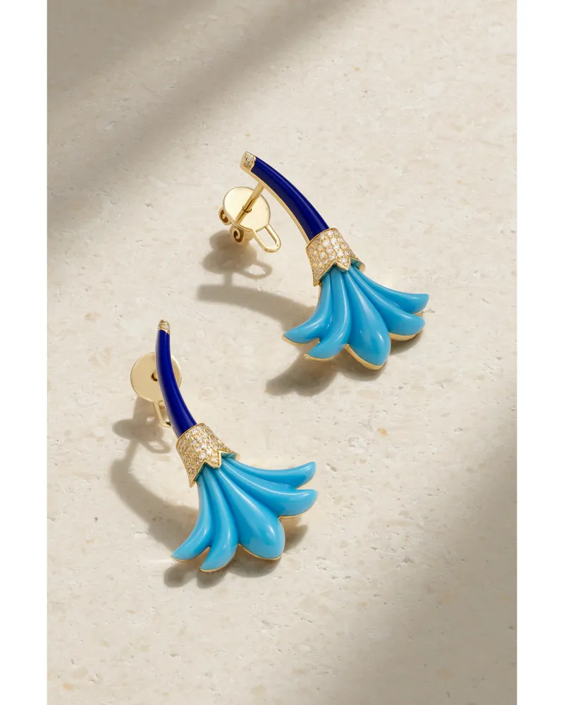 L’Atelier Nawbar Big Flower Ohrringe Aus 18 Karat Gold Mit Mehreren Steinen Gold