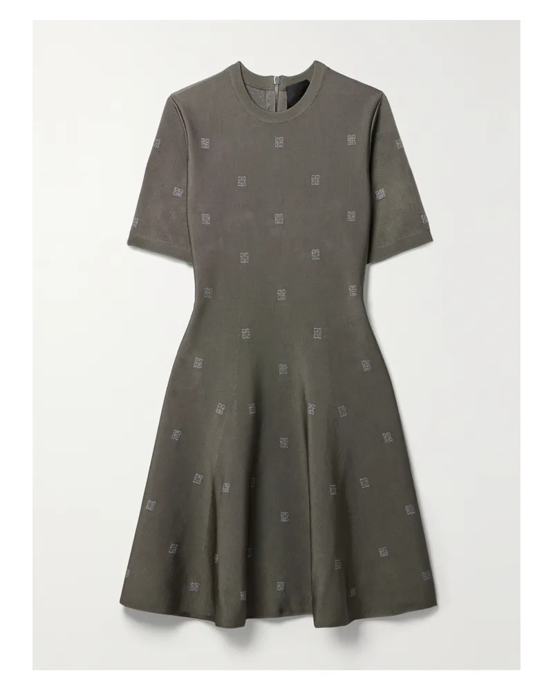 Givenchy 4g Minikleid Aus Jacquard-strick Mit Stretch-anteil - Grau Grau