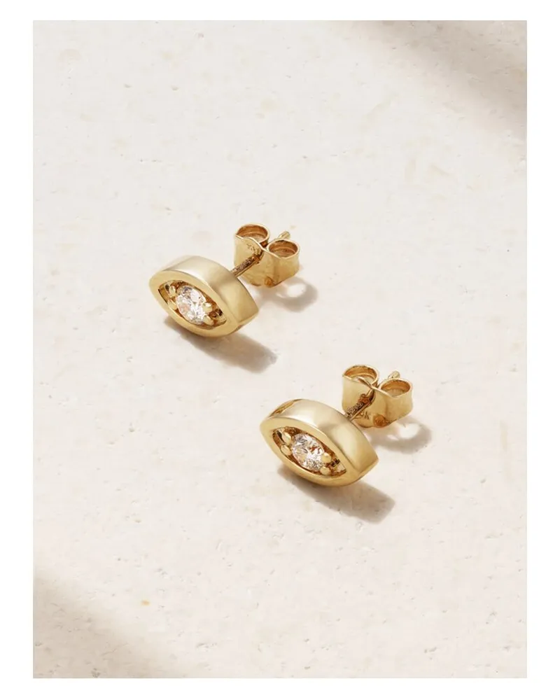 Sydney Evan Evil Eye Ohrstecker Aus 14 Karat Gold Mit Diamanten Gold