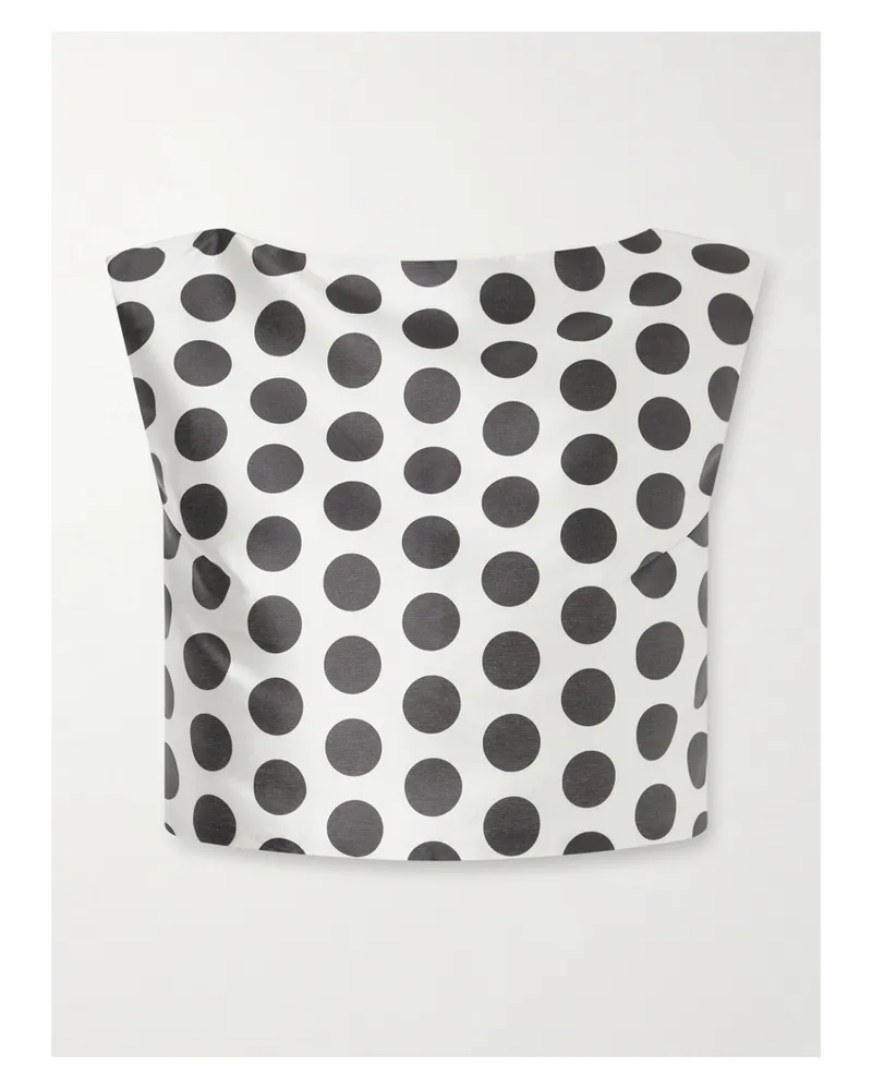 DESTREE Richard Cropped Polka-dot Satin Top - Black Black