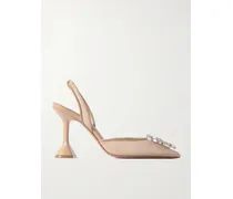 Begum Slingback-pumps Aus Mesh Mit Lederbesätzen Und Kristallen - Neutral