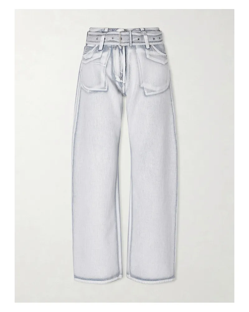 Acne Studios Tief Sitzende, Beschichtete Jeans Mit Geradem Bein Und Trompe-l'œil-print - Blau Blau