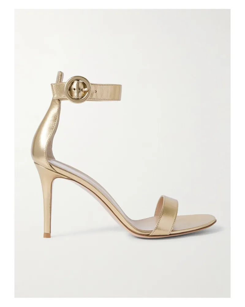 Gianvito Rossi Portofino 85 Sandalen Aus Metallic-leder - Gold Gold