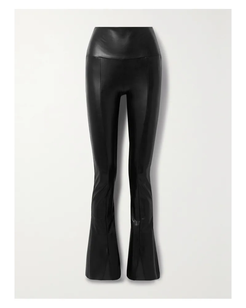 Norma Kamali Spat Vegan Leather Flared Leggings - Black Black