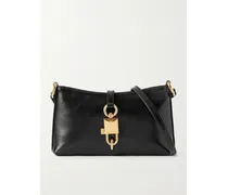 Lock Textured-leather Shoulder Bag - Black
