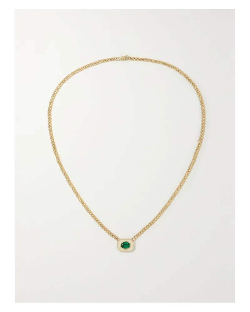 Alison Lou Bezel Basket Kette Aus 14 Karat Gold Mit Smaragd Und Emaille - Grün Grün
