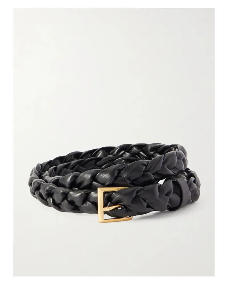 Bottega Veneta Solo Intrecciato Leather Belt - Black Black
