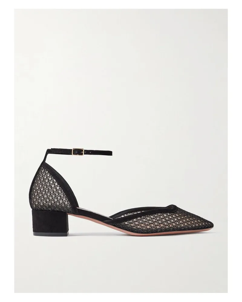 Aquazzura Asha 35 Pumps Aus Mesh Mit Velourslederbesätzen - Schwarz Schwarz
