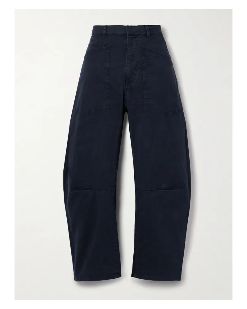 Nili Lotan Shon Cotton-blend Twill Tapered Pants - Blue Blue