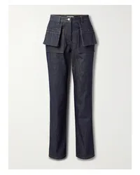 Helmut Lang Utility Halbhohe Jeans mit Geradem Bein Blau