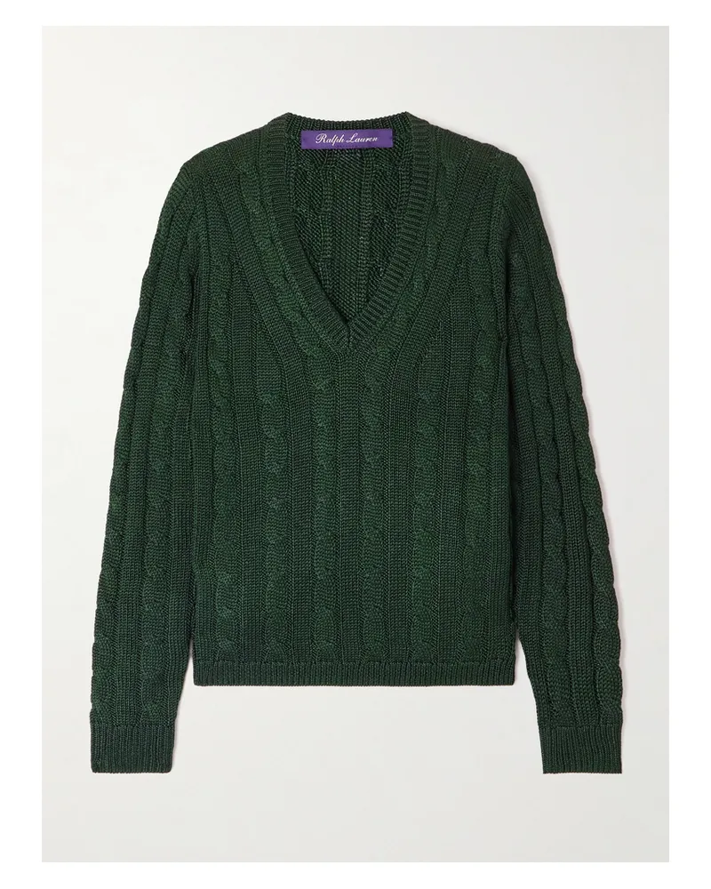 Ralph Lauren Pullover Aus Seide In Zopfstrick - Grün Grün