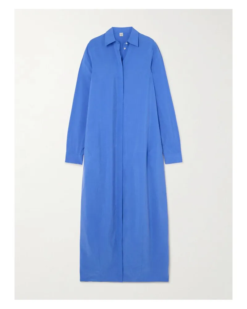 Totême Parachute Maxi-hemdblusenkleid Aus Einer Seidenmischung - Blau Blau