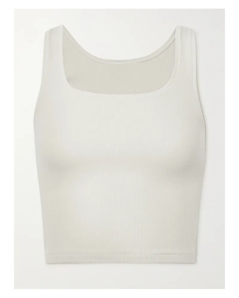 SKIMS Cotton Rib Tank – Bone – Tanktop Aus Geripptem Jersey Aus Einer Baumwollmischung - Wollweiß Wollweiß