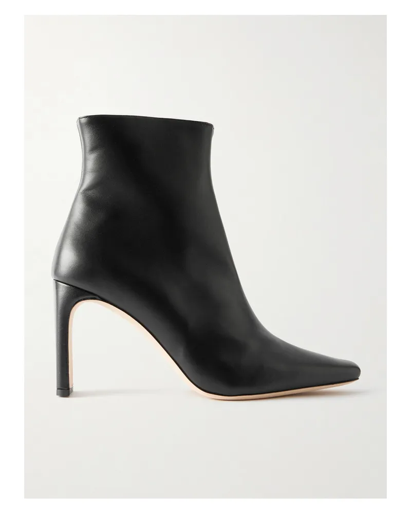 STAUD Wally Leather Ankle Boots - Black Black
