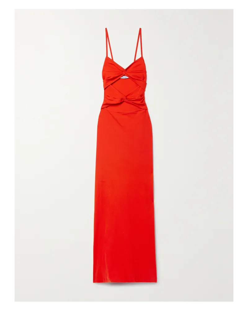 Anna Quan Natalia Geripptes Maxikleid Aus Einer Baumwollmischung Mit Cut-outs - Rot Rot