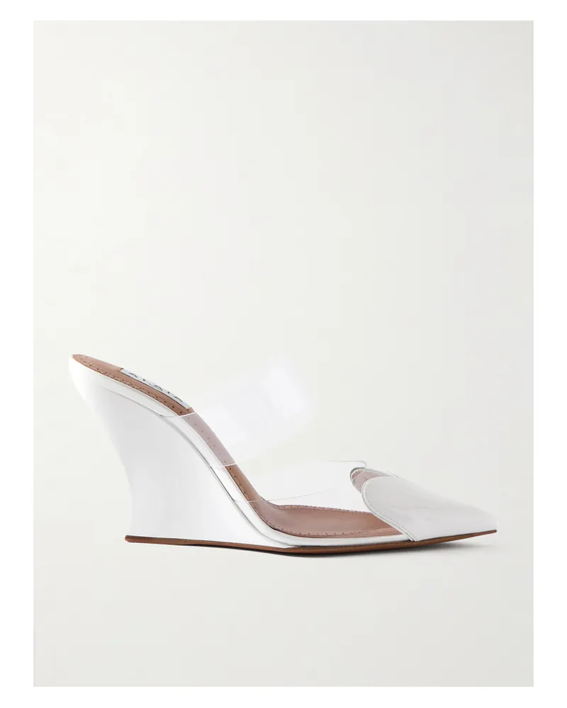 Alaïa Le Cœur Mules Mit Keilabsatz Aus Lackleder Und Pvc - Weiß Weiß