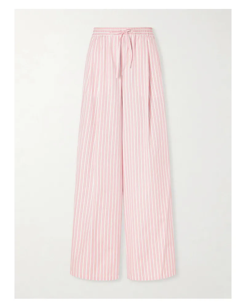 Dolce & Gabbana Pleated Striped Cotton-poplin Wide-leg Pants - Pink Pink