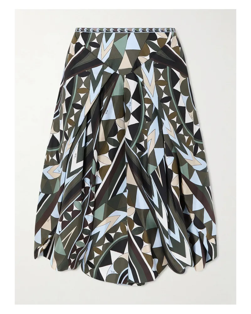 Emilio Pucci Printed Silk-twill Wide-leg Pants - Green Green