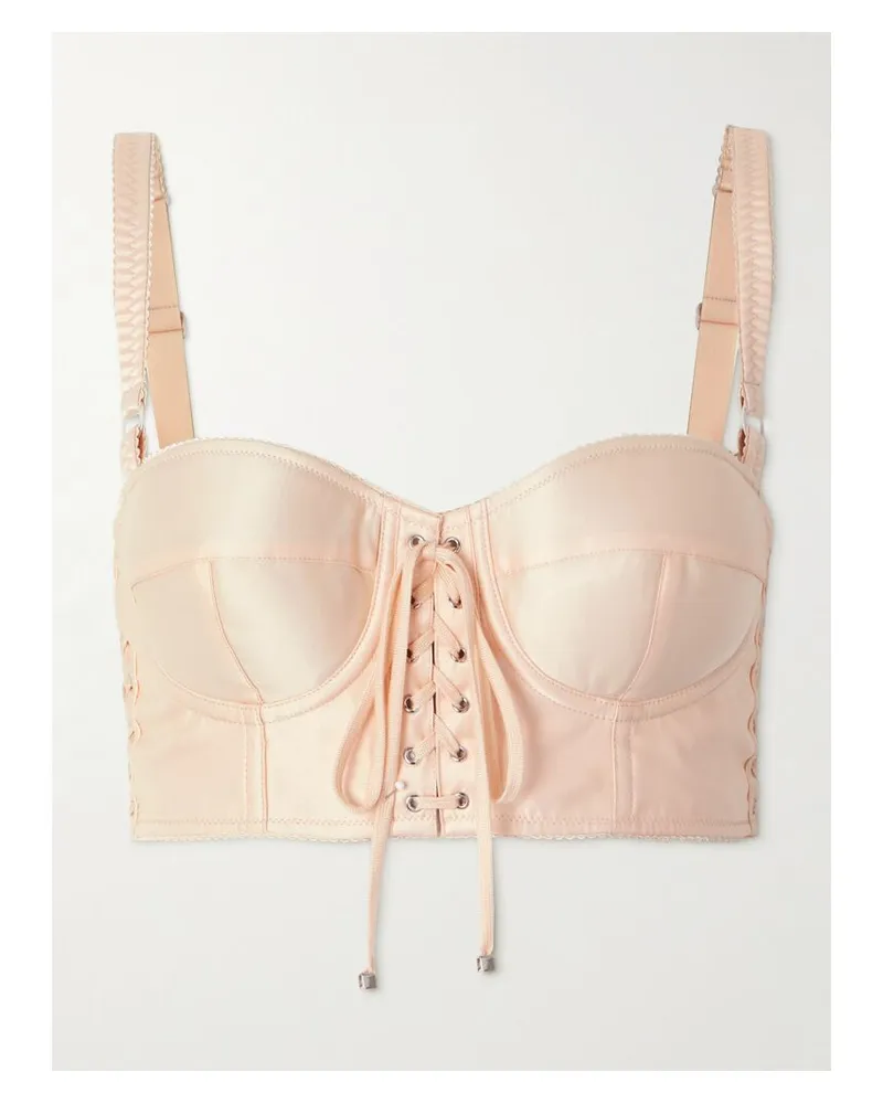 Dolce & Gabbana Verkürztes Bustier Aus Satin Mit Schnürungen - Orange Orange